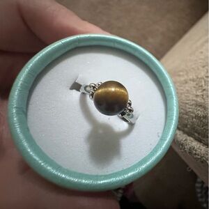 Ring with polished Tiger's Eye Stone